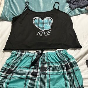 Plaid Heart Love Sleepwear Set